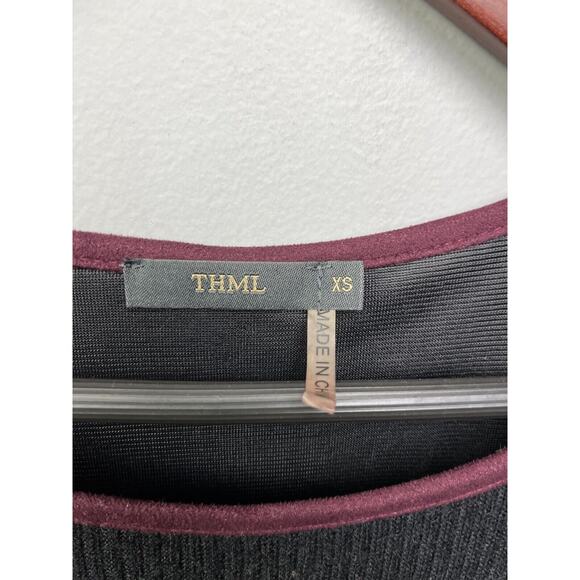 THML Sweater Dress Womens XS Black Multi Button Back Mixed 3/4 sleeves - Picture 5 of 9